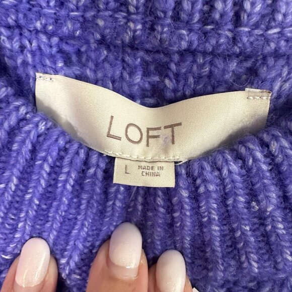 Vibrant Purple Fuzzy Textured Ribbed Sweater Long Sleeve Crewneck -NEW - Picture 6 of 11